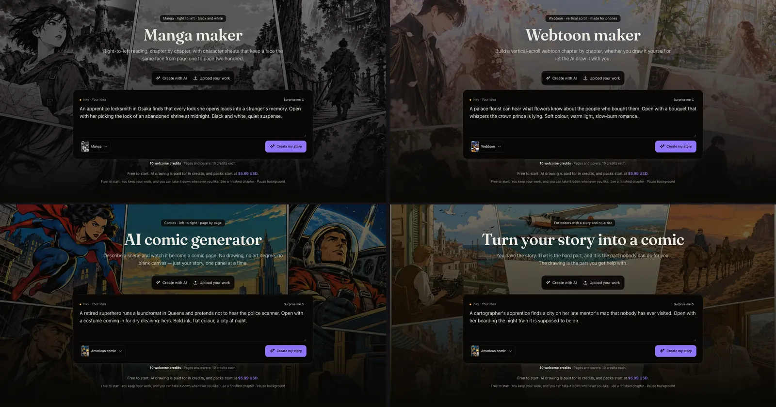 A page of its own for manga, webtoons, manhwa and comics