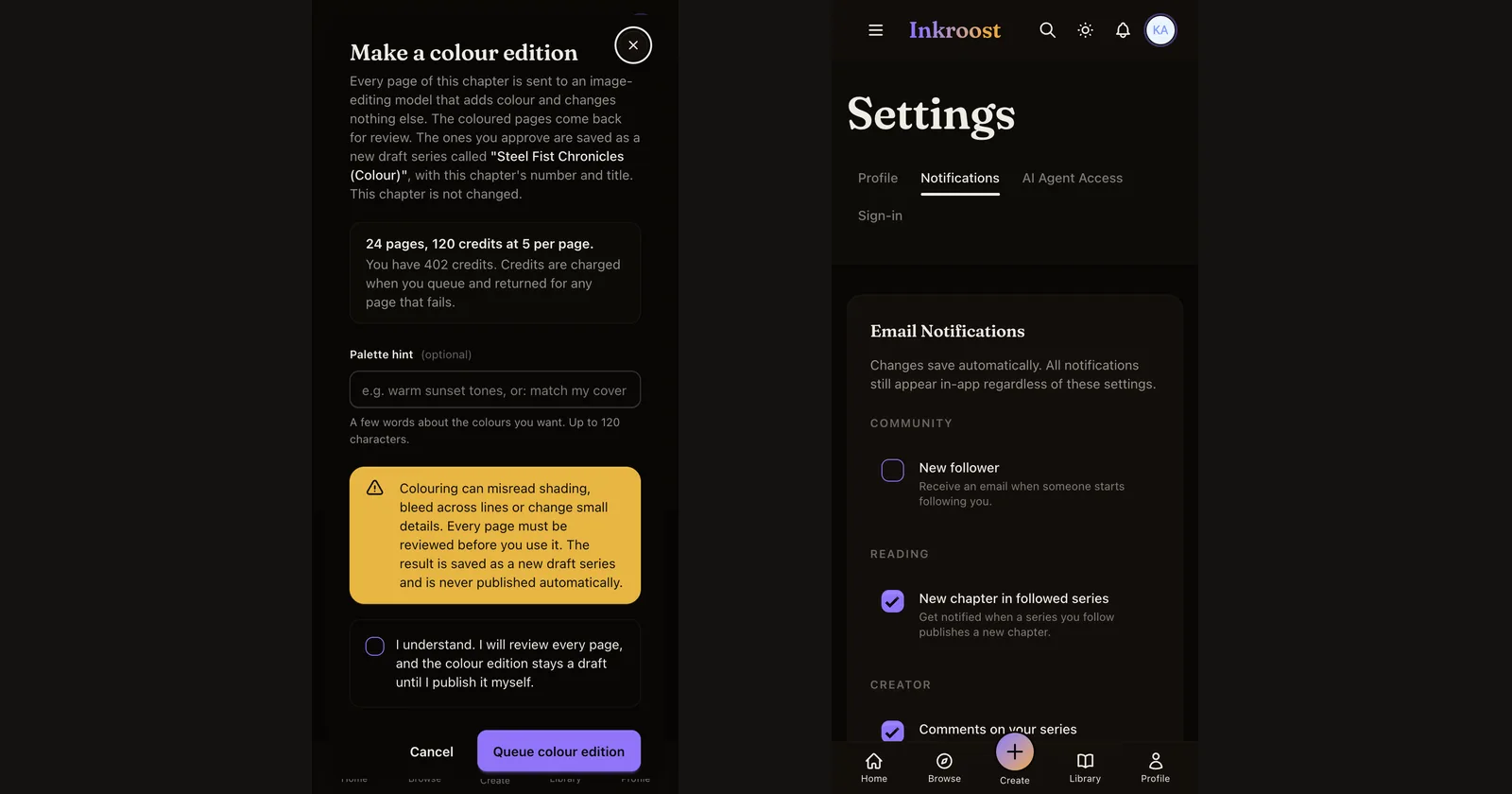 Fixes: one edition per language, phone modals, notification settings, publishing