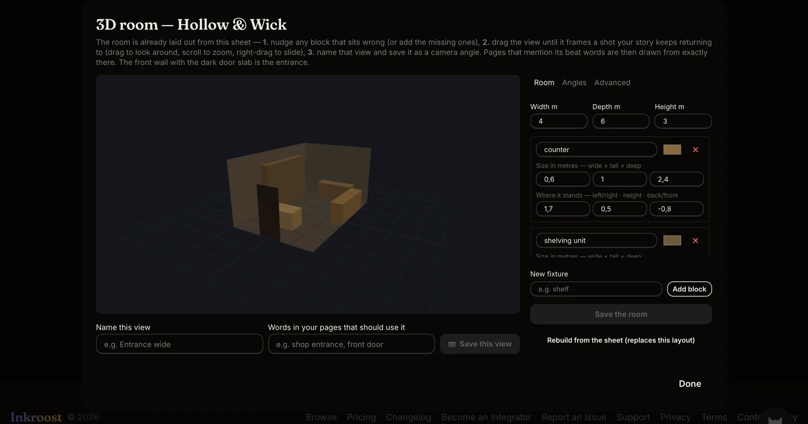 A 3D room for the places your story keeps returning to