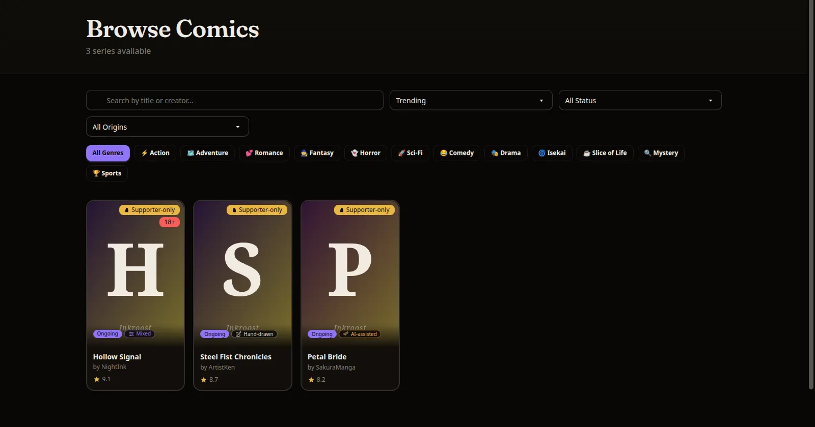 Browse and the homepage now show far more of what creators publish
