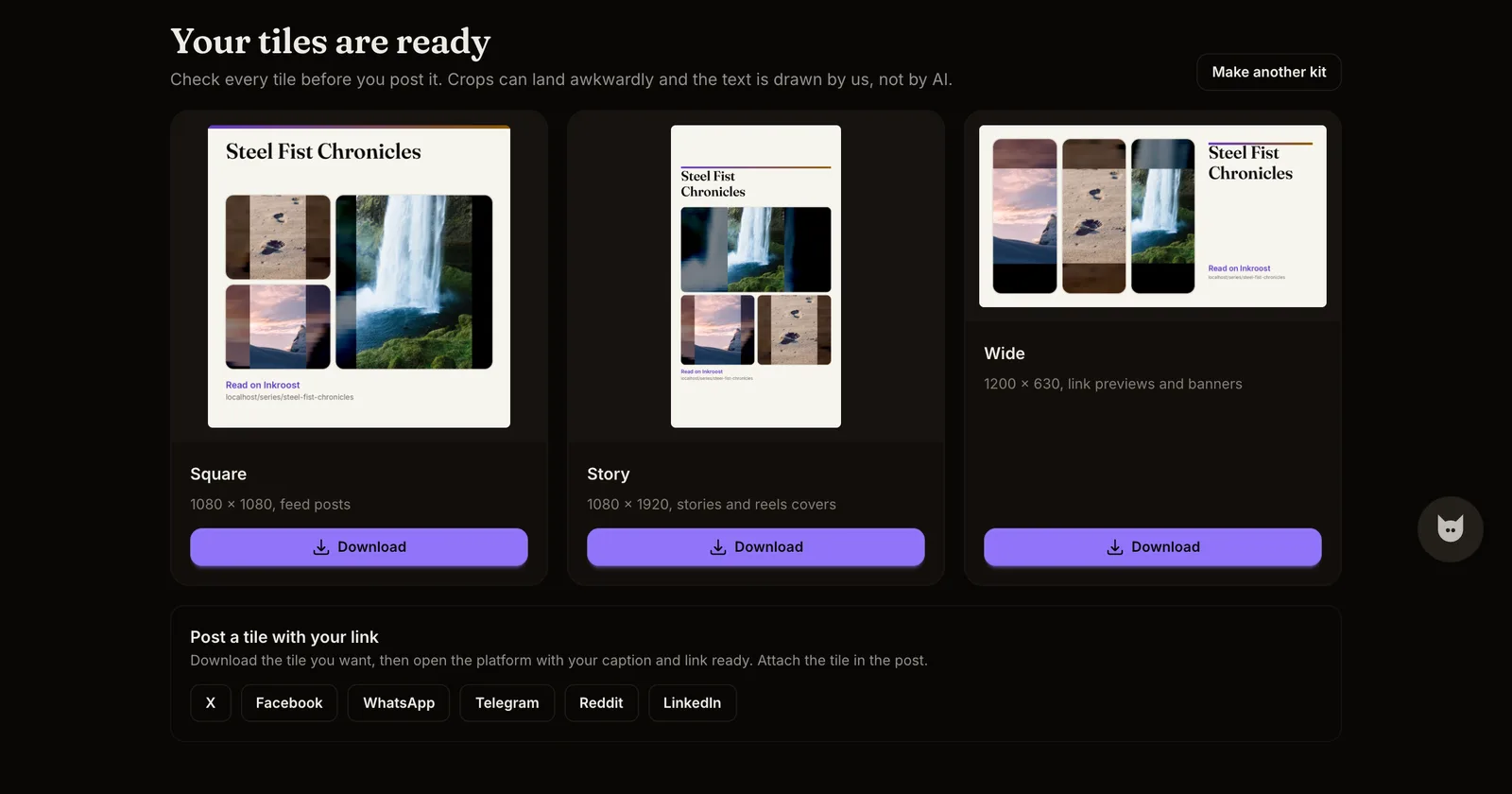 Promo kit and webtoon strip export