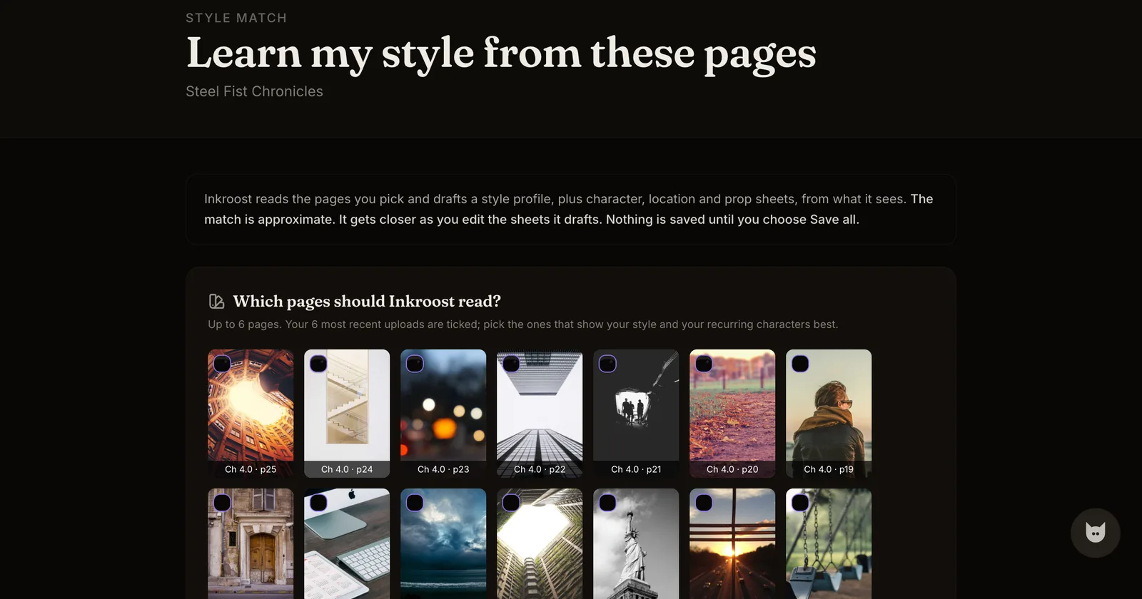 Style match teaches Inkroost your style from your own pages