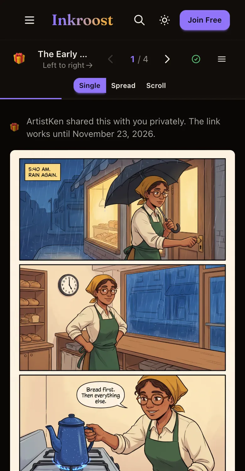 The same gift comic on a phone