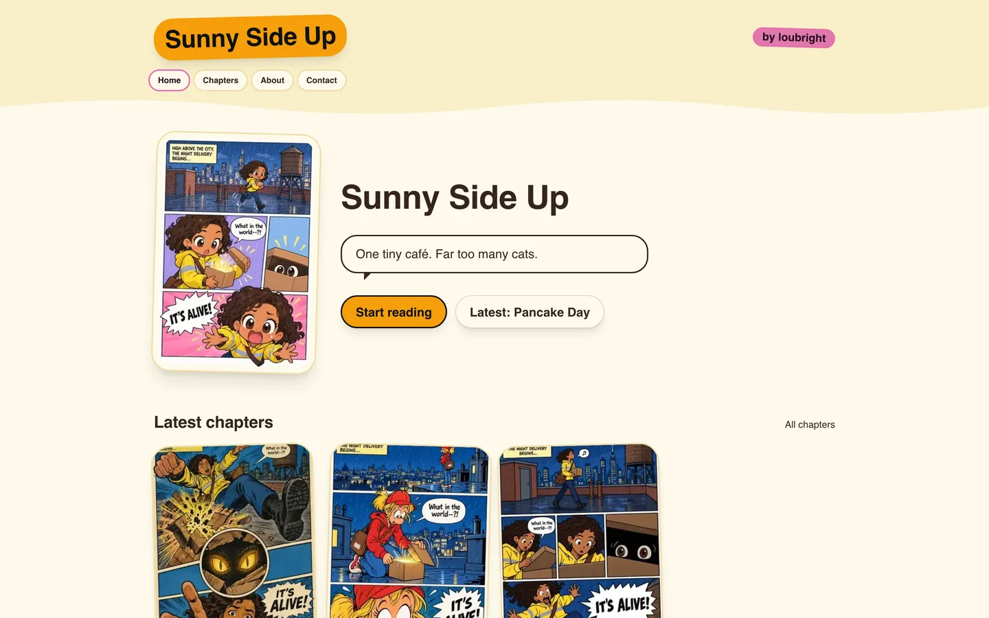 A series website in the Bright and bouncy look on a computer