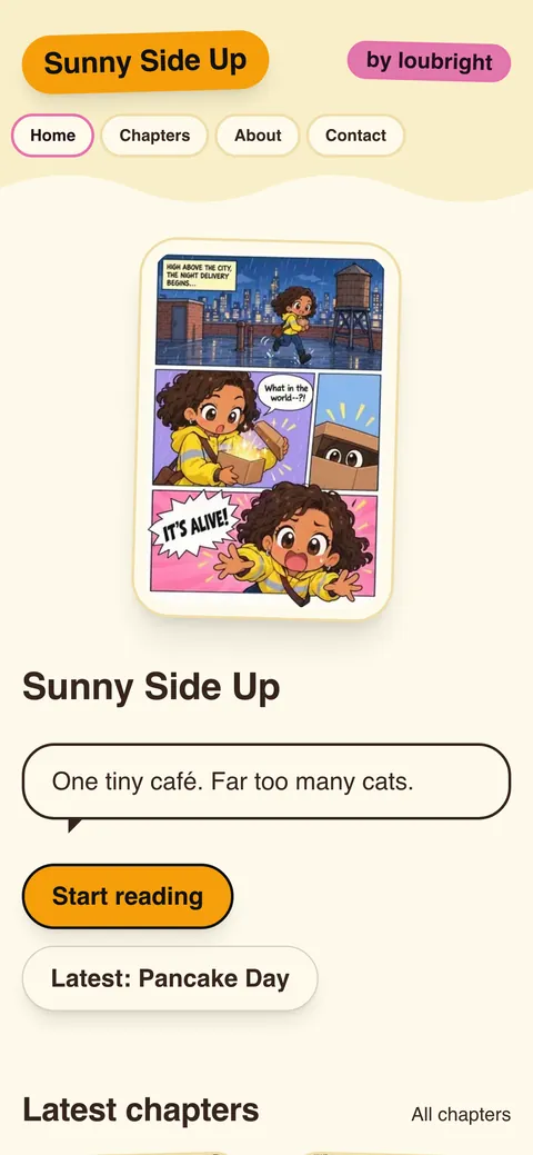 The same site in the Bright and bouncy look on a phone
